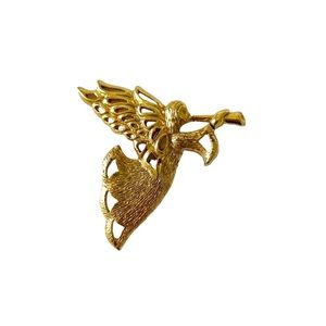gold winged angel brooch
